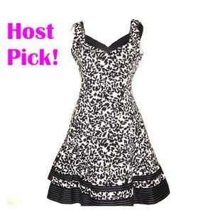 White & Black floral dress knee length